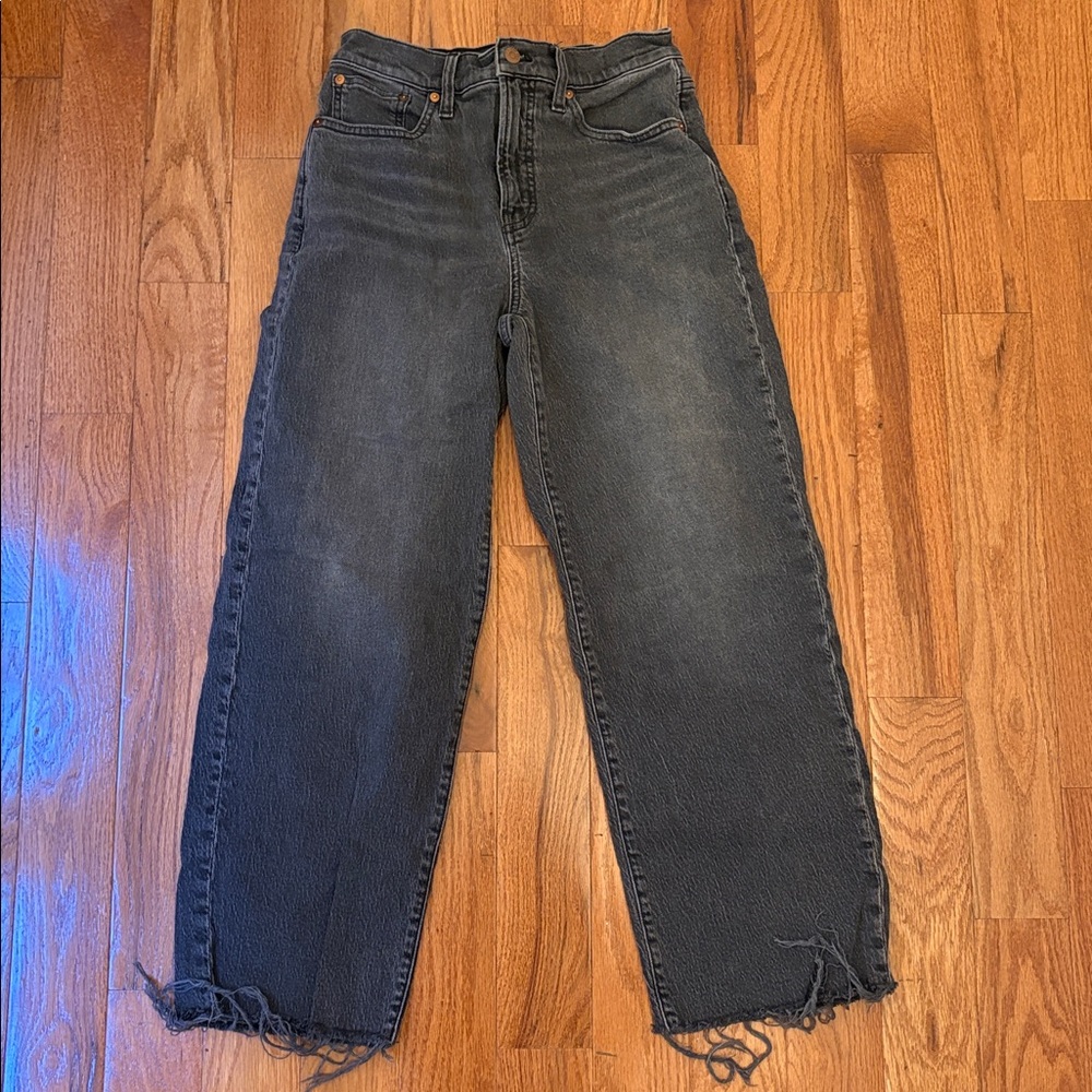 Madewell The Perfect Vintage Wide-Leg Crop Jean, Black Denim, Women’s Size 25